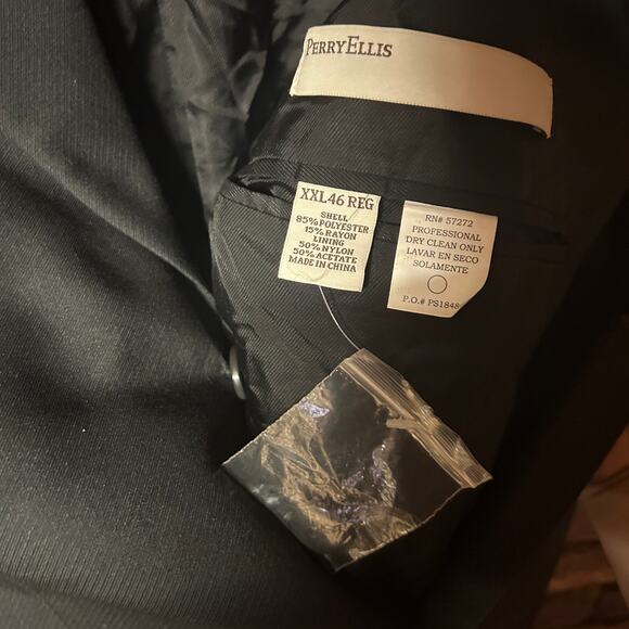 Perry Ellis Black 3-Button Blazer Jacket Sports Coat Men's Size XXL 46 Reg - Picture 7 of 8